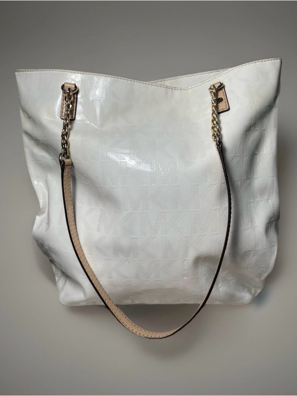 Michael Kors Michael Jet Set White Patent Leather Handbag Large